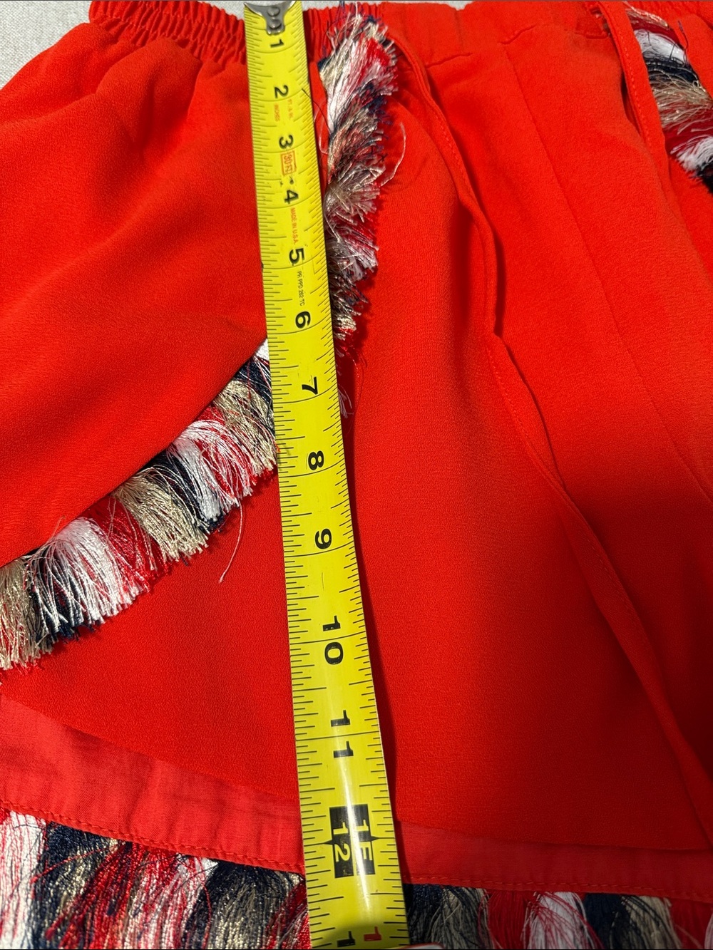 Chloe Oliver Women's Red Orange Athletic Shorts with Fringe Trim Size Medium - Picture 11 of 15